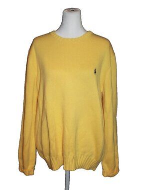 Polo Ralph Lauren Yellow Crewneck Pullover Sweater 100% Cotton Men's Size Large